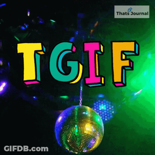 Disco Ball Hanging From Chain With TGIF GIF