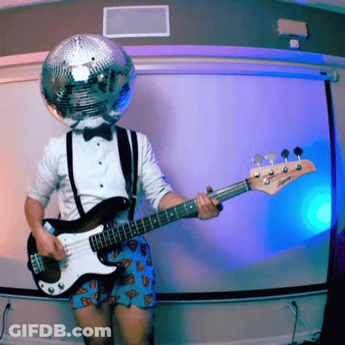 Disco Ball Man Playing Guitar GIF