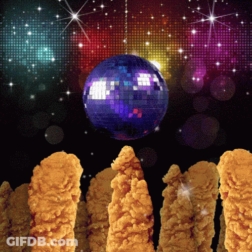 Disco Ball Over Fried Chicken Strips GIF
