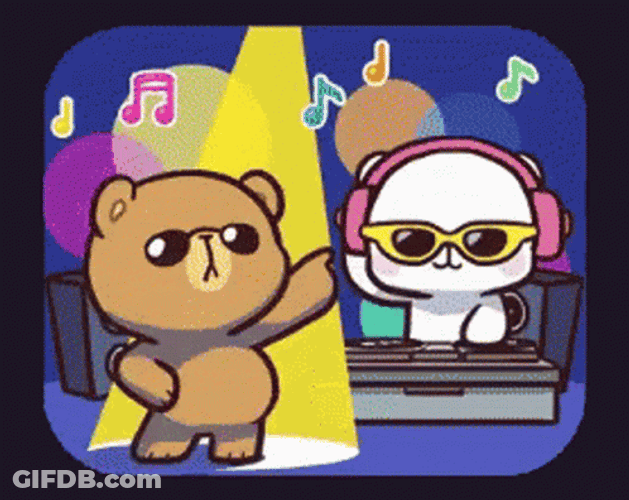 Disco Dance Bears Spotlight And DJ GIF