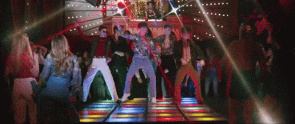 Disco Dancing Guys Humping Dancefloor GIF