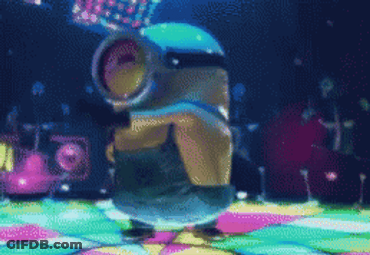 Disco Dancing Minions Pointing GIF