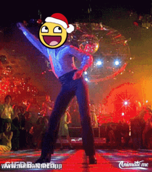 Disco Dancing Smiling Emoji Christmas Hat GIF