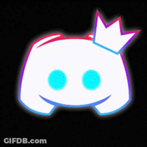 Discord Logo With Blue Eyes And Crown GIF