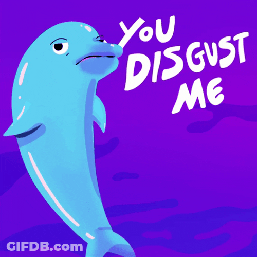 Disgusted Cartoon Dolphin GIF