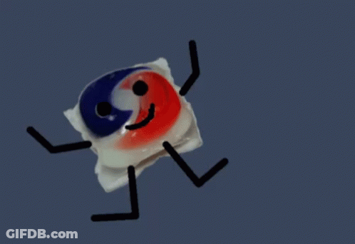 Dishwasher Pod With Arms And Legs GIF