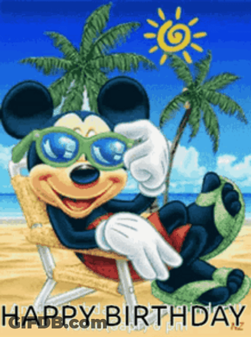 Disney Birthday Beach Mickey Mouse Sunglasses Wink GIF