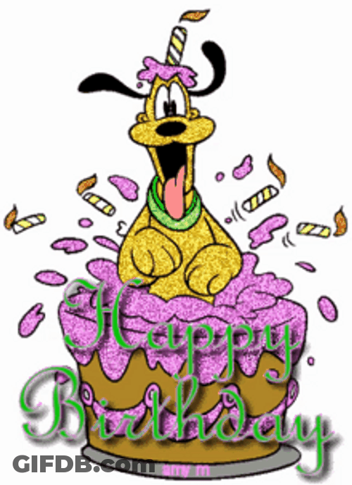 Disney Birthday Cake Pluto Dog Glitters GIF