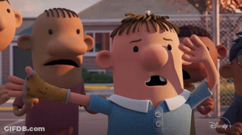 Disney Cartoon Character With Cast On Arm Surrounded By Others GIF