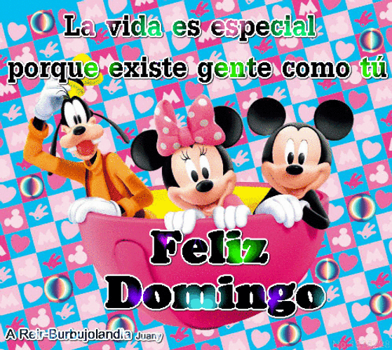 Disney Characters Greeting Feliz Domingo GIF