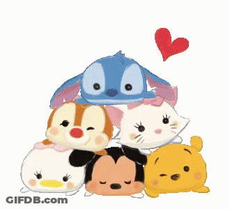 Disney Characters Stacked With Heart GIF