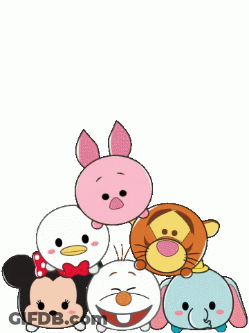 Disney Characters Stacked With Oops GIF