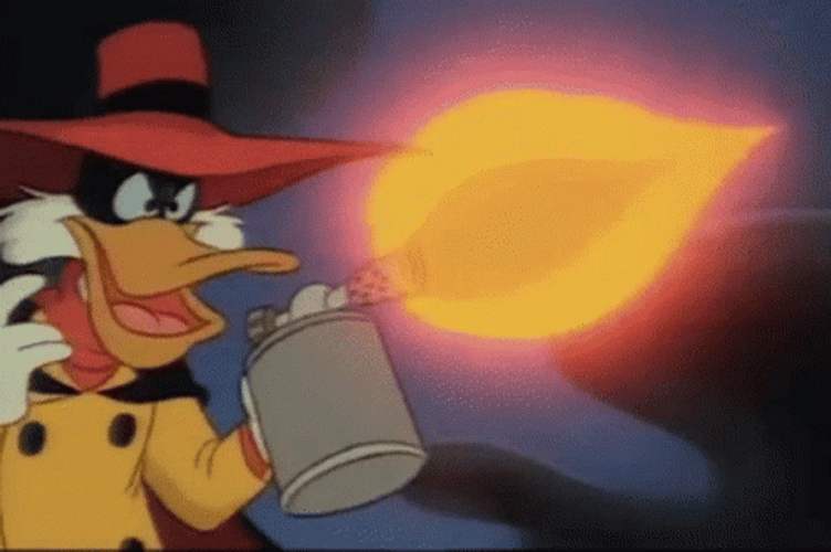 Disney Duck Using Flamethrower GIF