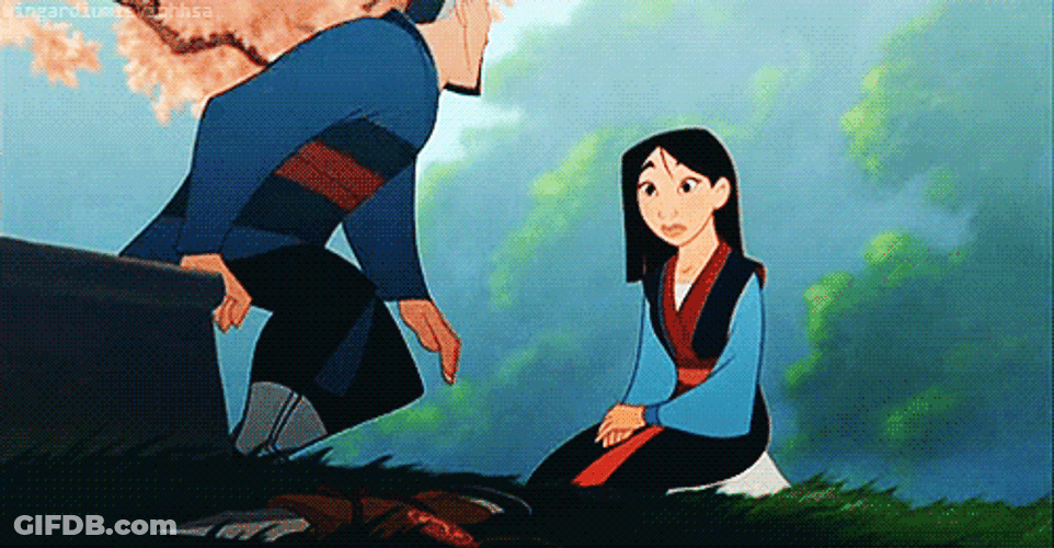 Disney Film Hua Zhou Hugging Mulan Cartoon Love GIF