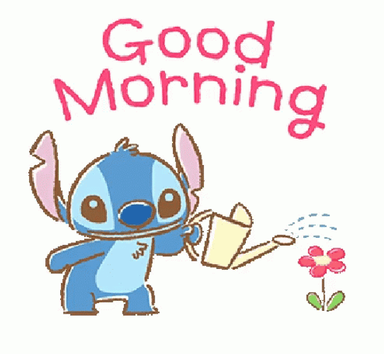 Disney Good Morning Stitch Flowering Plant GIF
