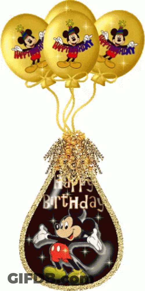 Disney Happy Birthday Mickey Balloon GIF