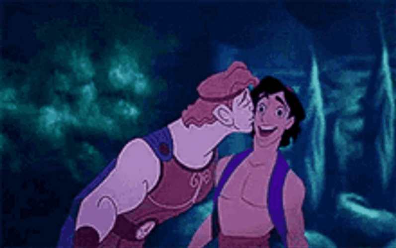 Disney Hercules And Aladdin Gay Love Kiss GIF
