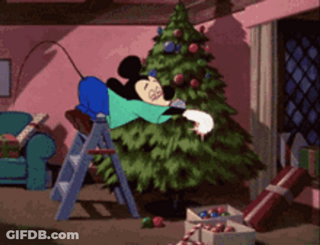 Disney Mickey Mouse Decorating Christmas Tree GIF