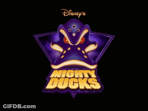 Disney Mighty Ducks Logo With Purple Octopus GIF