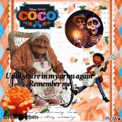 Disney Pixar Coco Poster Elderly Woman In Wheelchair GIF