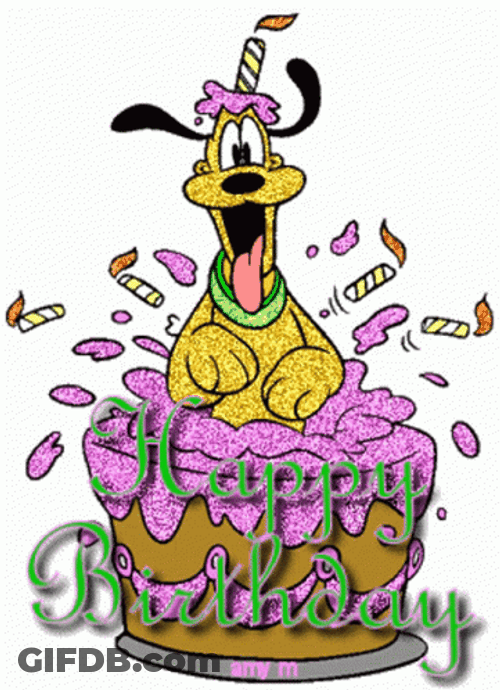Disney Pluto Happy Birthday Cake GIF