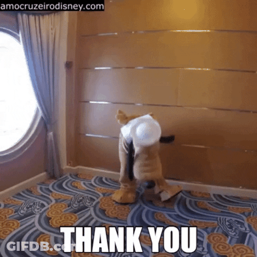 Disney Pluto Mascot Thank You Bow GIF