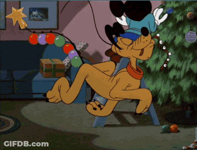 Disney Pluto Mickey Mouse Christmas Tree GIF