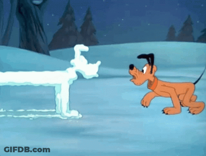 Disney Pluto Snow Playing GIF