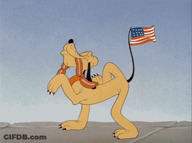Disney Pluto USA Flag Walking GIF