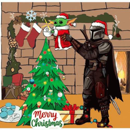 Disney Star Wars Baby Yoda Merry Christmas GIF