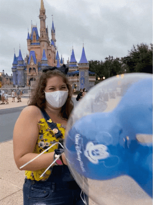 Disney World Woman Holding Balloon Loop GIF
