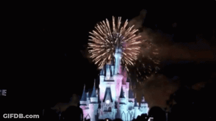 Disneyland Colorful Fireworks At Night GIF