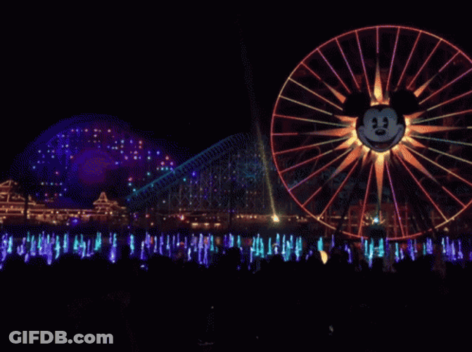 Disneyland Colorful Lights At Night GIF