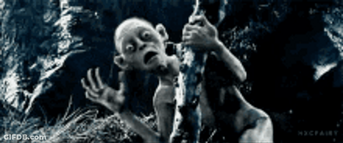Distant And Screaming Gollum GIF