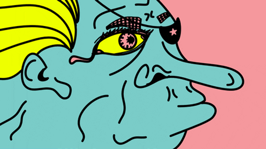 Distorted Man Face In Flashing Colors GIF