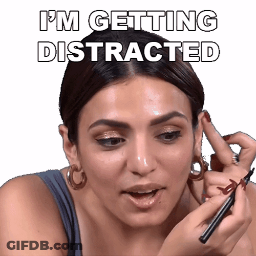 Distracted Girl Can't Finish Make Up GIF