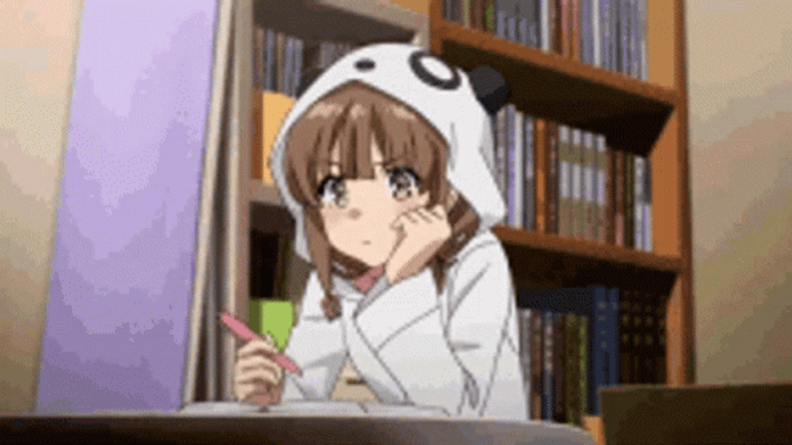 Distracted Girl Can't Focus Writing GIF