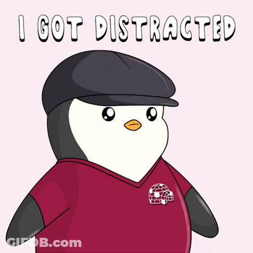Distracted Pudgy Penguin Chased Bee GIF