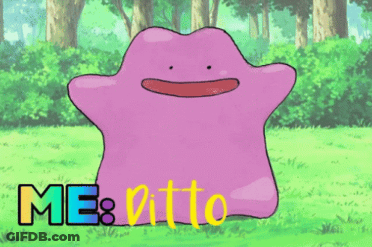 Ditto Happy Pose Pokemon Anime Meme GIF