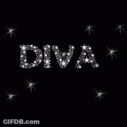 Diva Word With Rhinestones And Stars GIF
