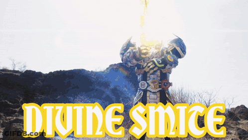 Divine Smice Is Written On A Poster With A Robot GIF