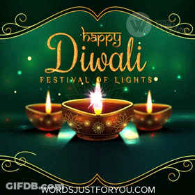 Diwali Greeting Card With Three Lit Candles GIF