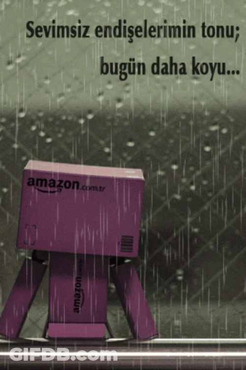 DIY Amazon Robot Box Soaked In Rain GIF