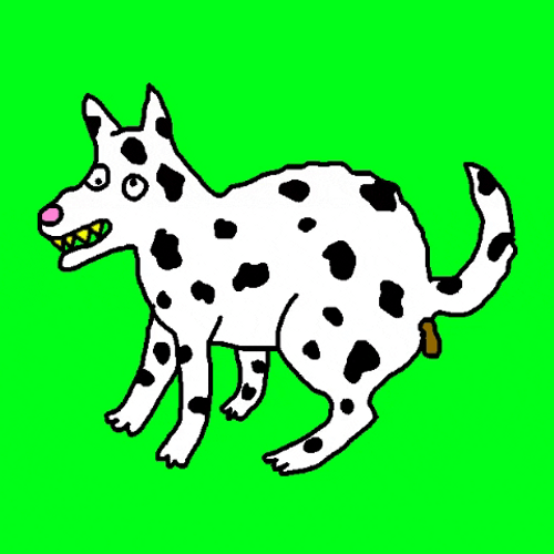 Dizzy Spotted Dog Releasing Poop GIF