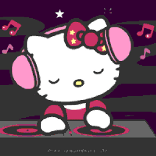 DJ Hello Kitty Playing Music GIF