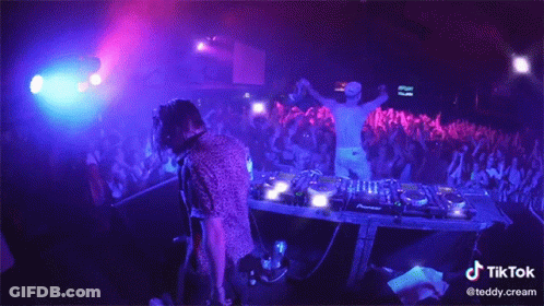 DJ Playing Music In Front Of Crowd With TikTok Text GIF