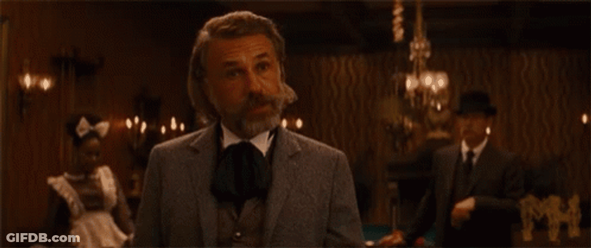 Django Dr King Schultz Weird Smile GIF