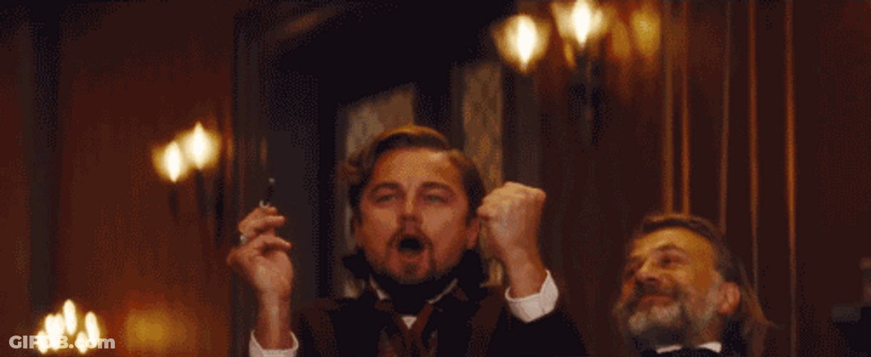 Django Leonardo DiCaprio Celebrating GIF