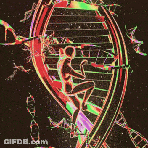 DNA Double Helix Person Climb Ladder GIF