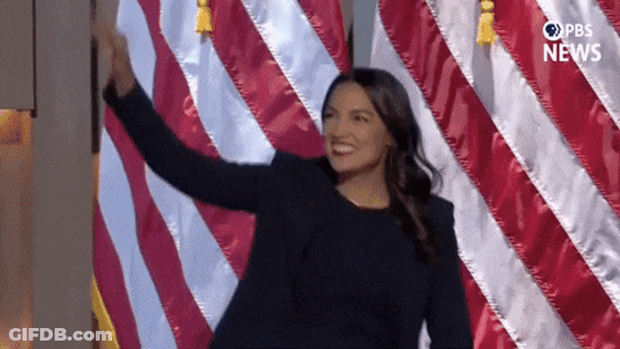 Dnc Alexandria Ocasio Cortez Waving GIF